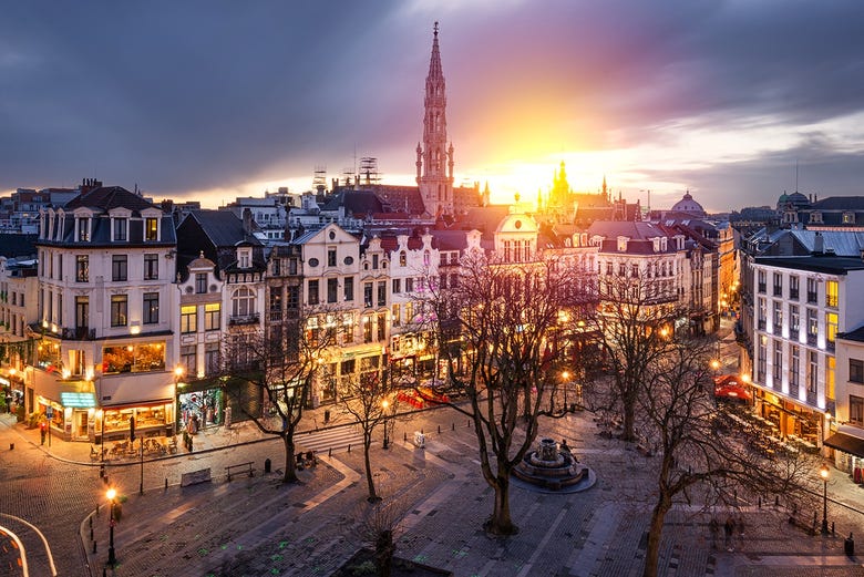 Brussels at sunset