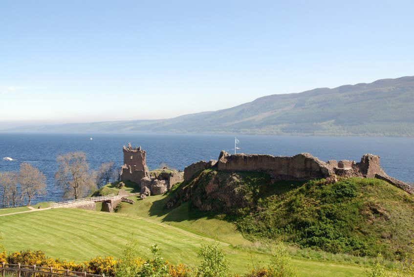 Ruins of a castle on the shores of Loch Ness, Scotland