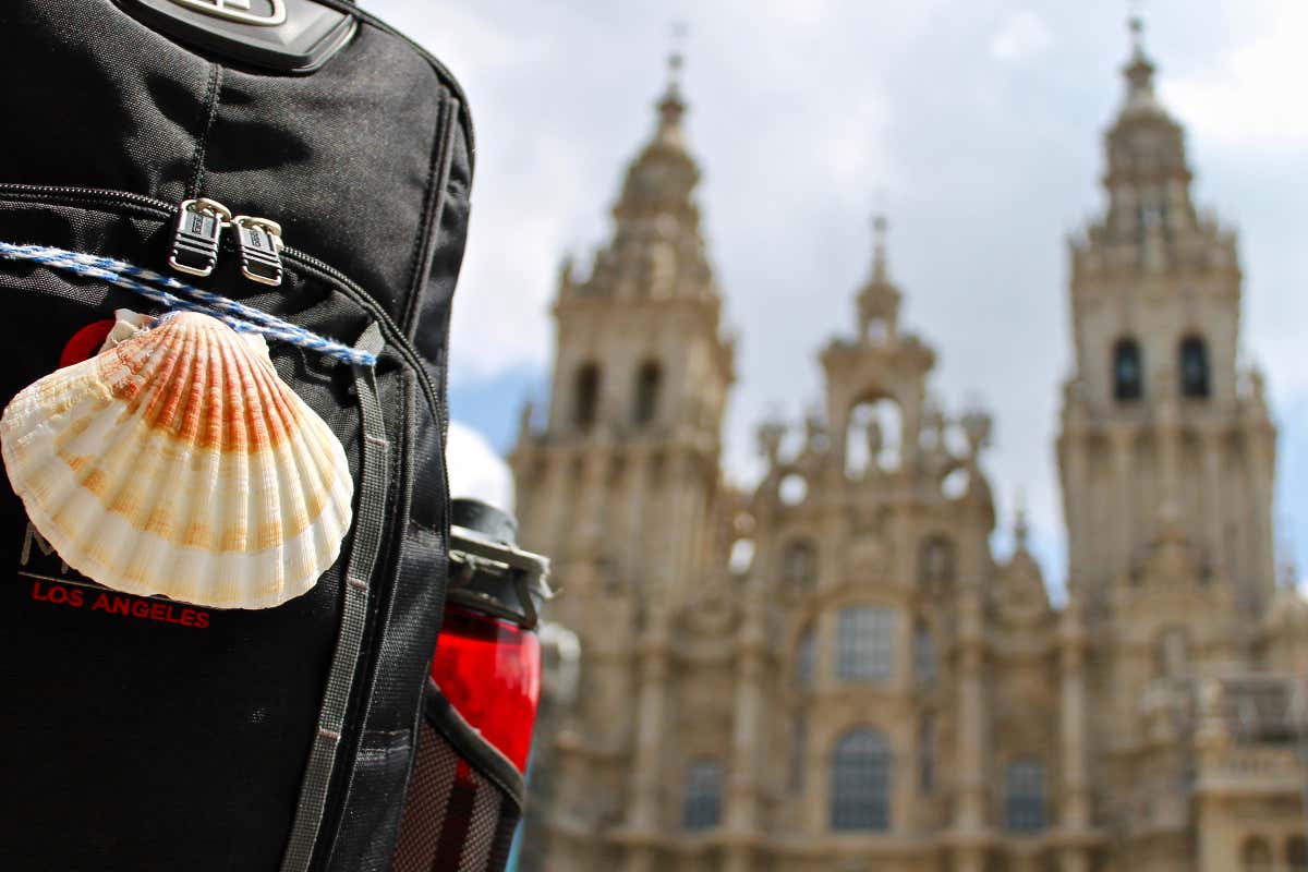 Llegando a la Catedral de Santiago de Compostela