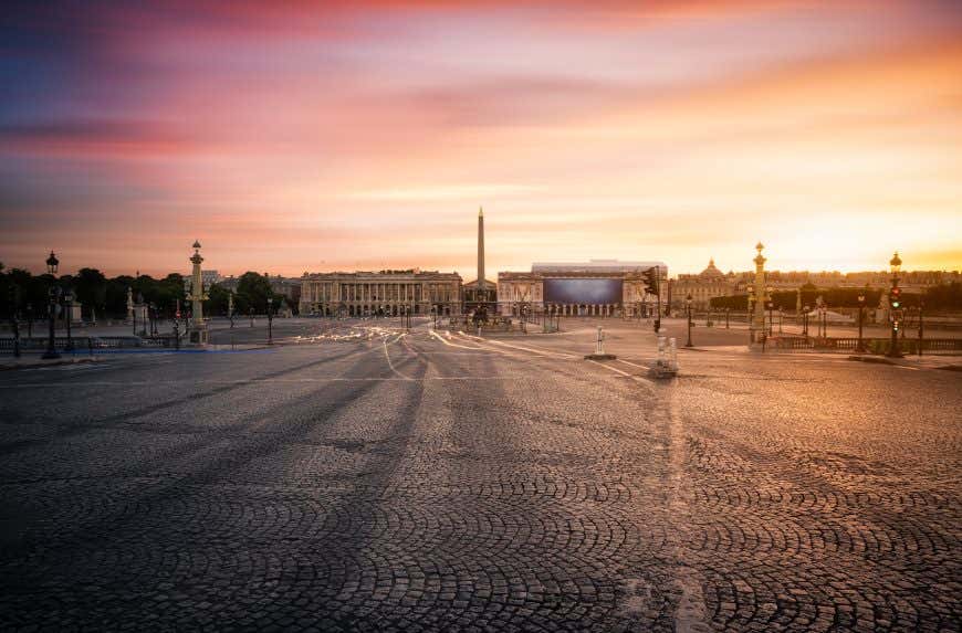 Scorcio di Place de la Concorde al tramonto