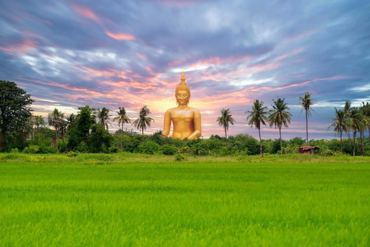 Views of a huge Buddha in Thailand.