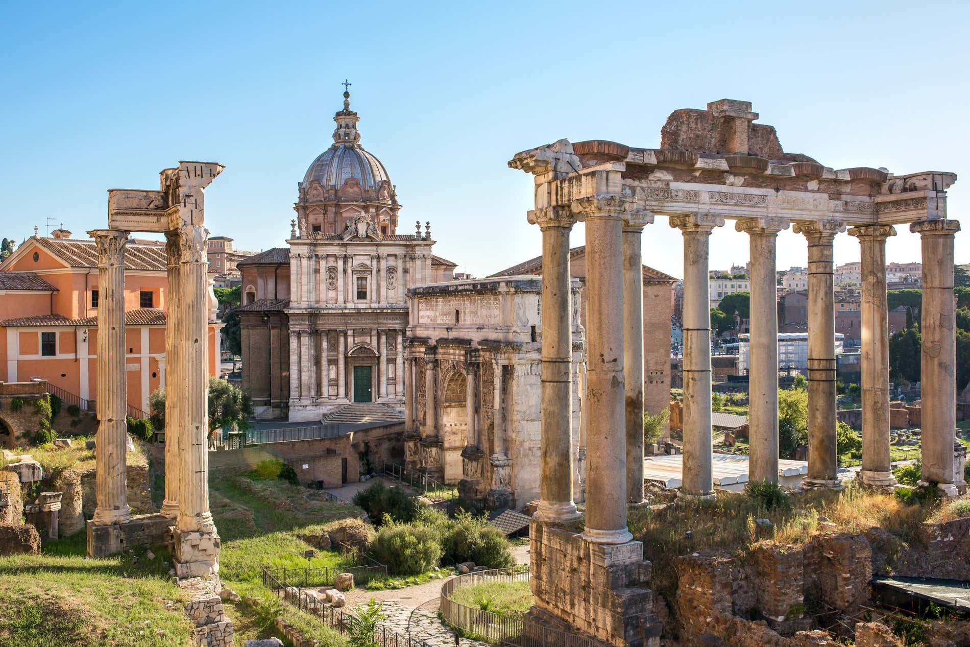 Forum Romanum View From The Capitoline Hill In Rome, Italy on a clear day