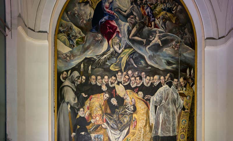 Painting of The Burial of the Count of Orgaz by El Greco, in the church of Santo Tomé.