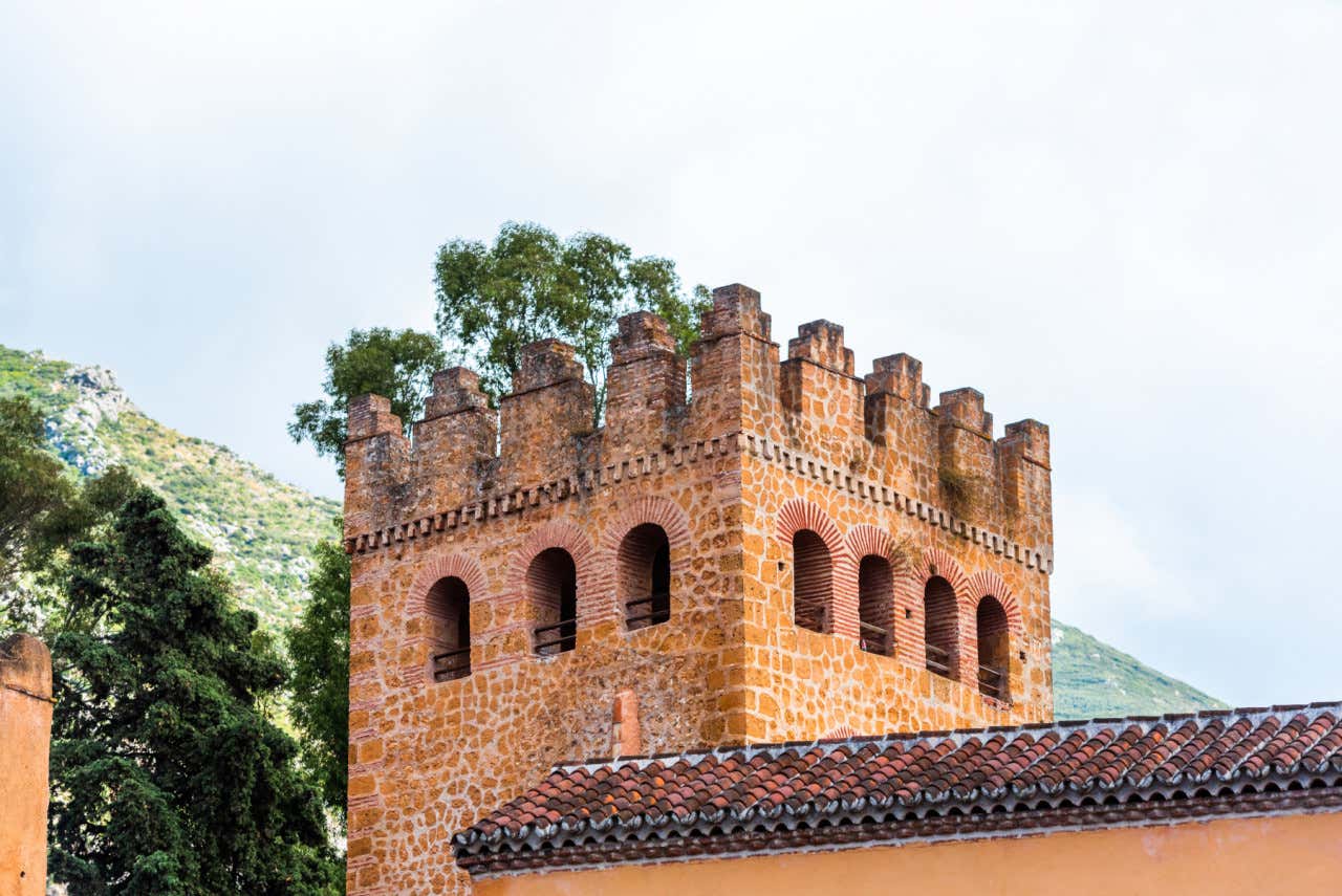 Detalle de una de las torres de la Alcazaba de Chefchaouen