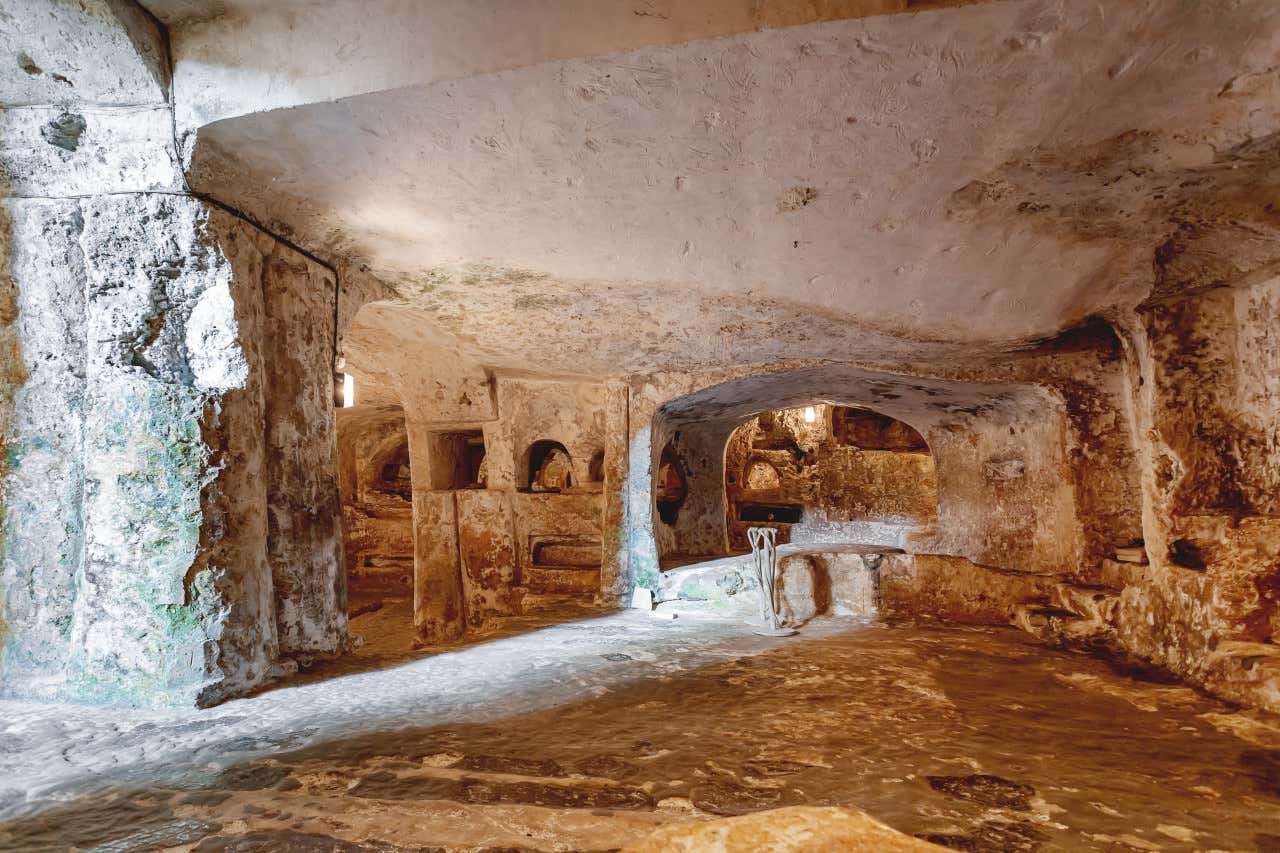 Interior de las catacumbas de San Pablo, en la ciudad de Rabat, Malta