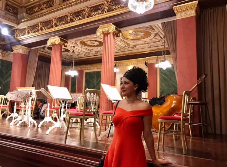 Oumayma El Hamri en la sala de conciertos Musikverein, en Viena