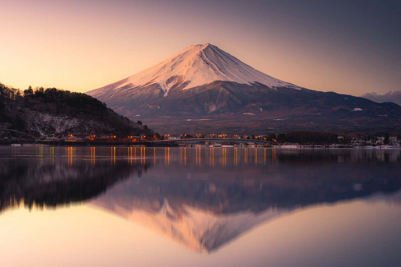 Mount Fuji as seen from Lake Kawaguchi.