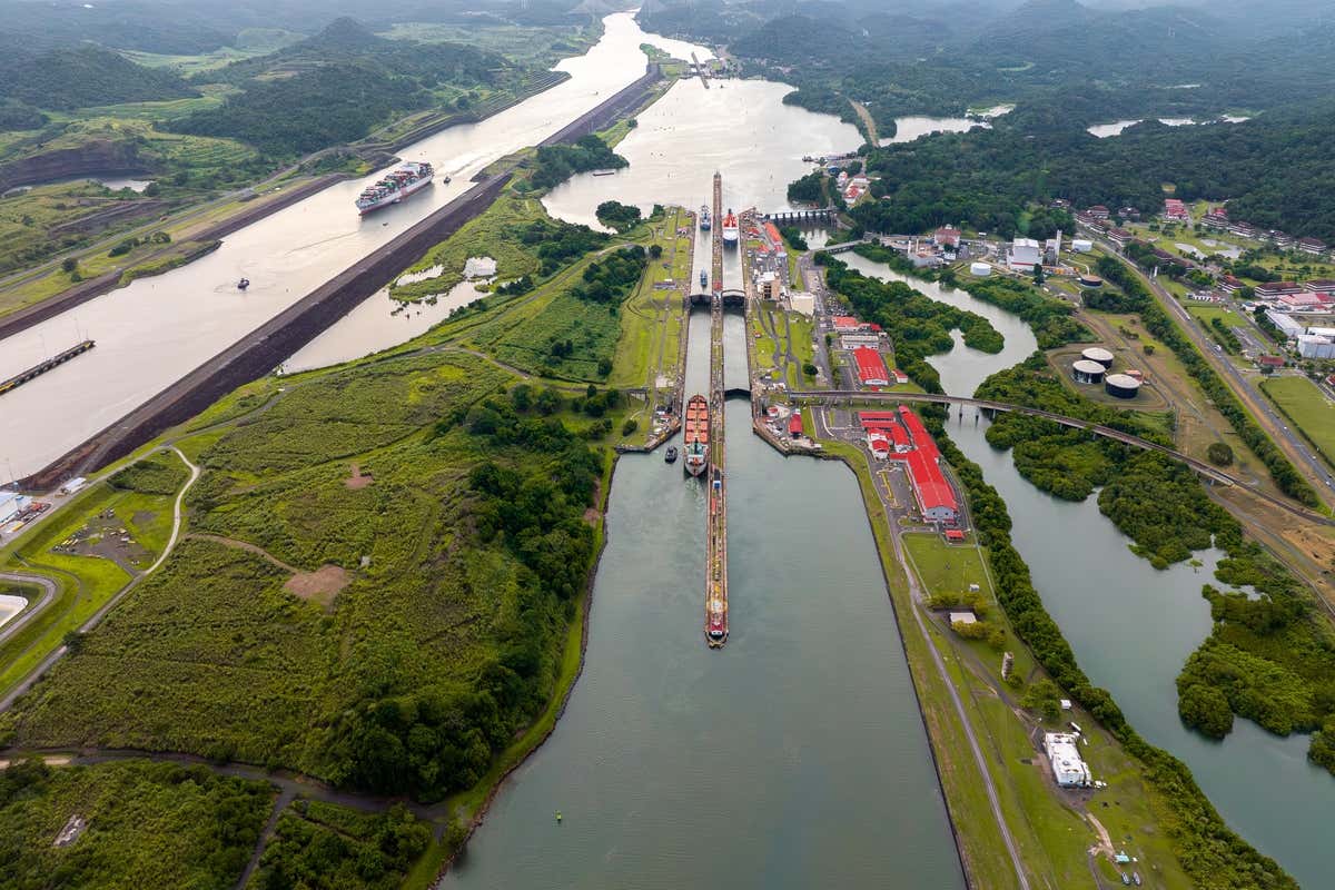 Vista aérea del Canal de Panamá