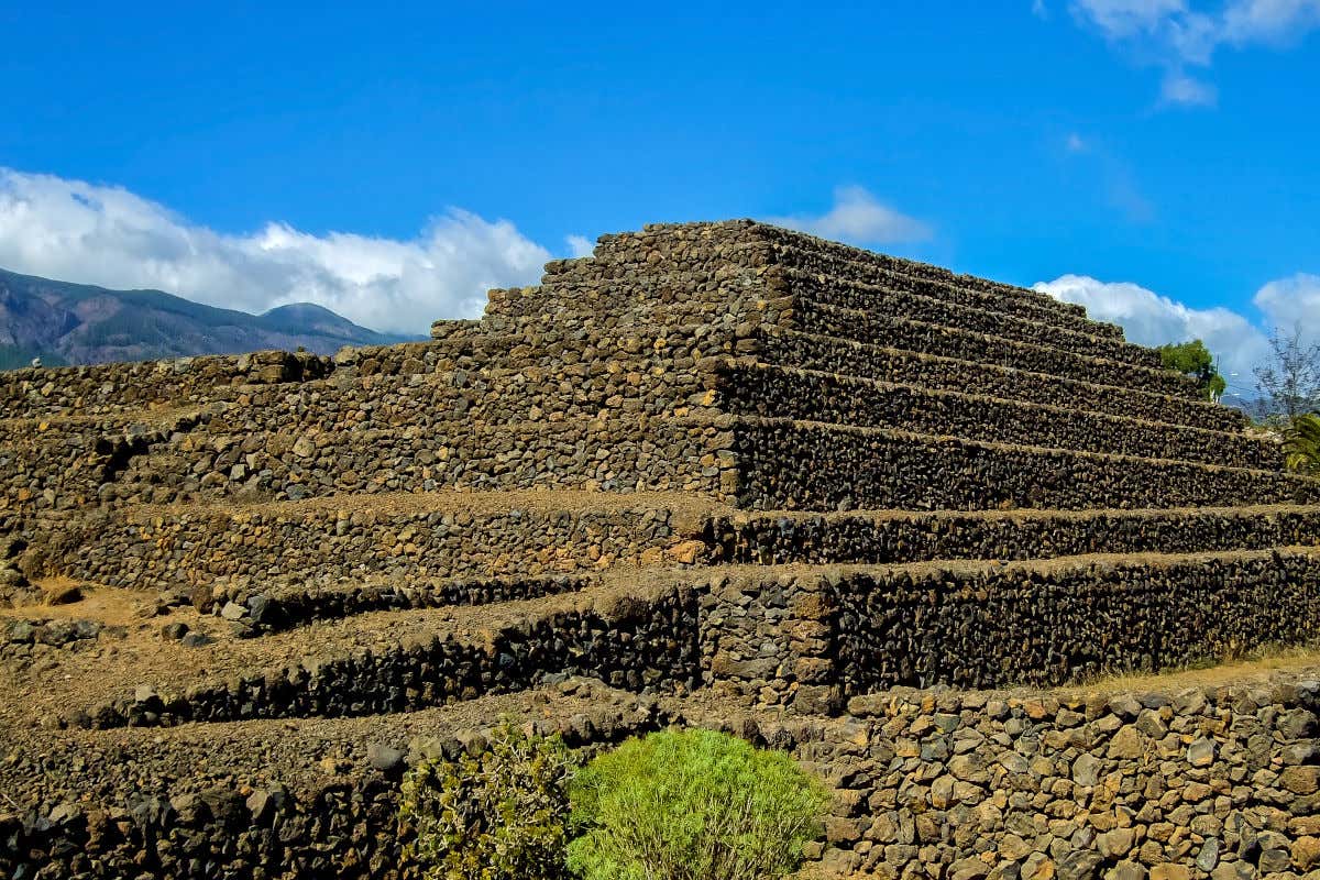 A group of stones arranged in a staggered pattern to form the pyramids of Güímar.