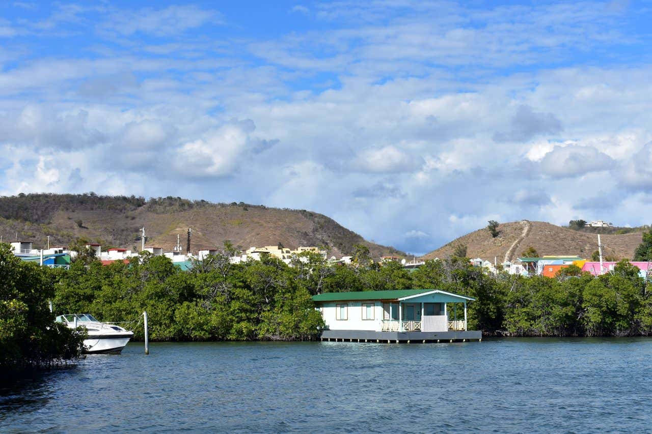 La Praguera as seen during the day, with mountains in the background.