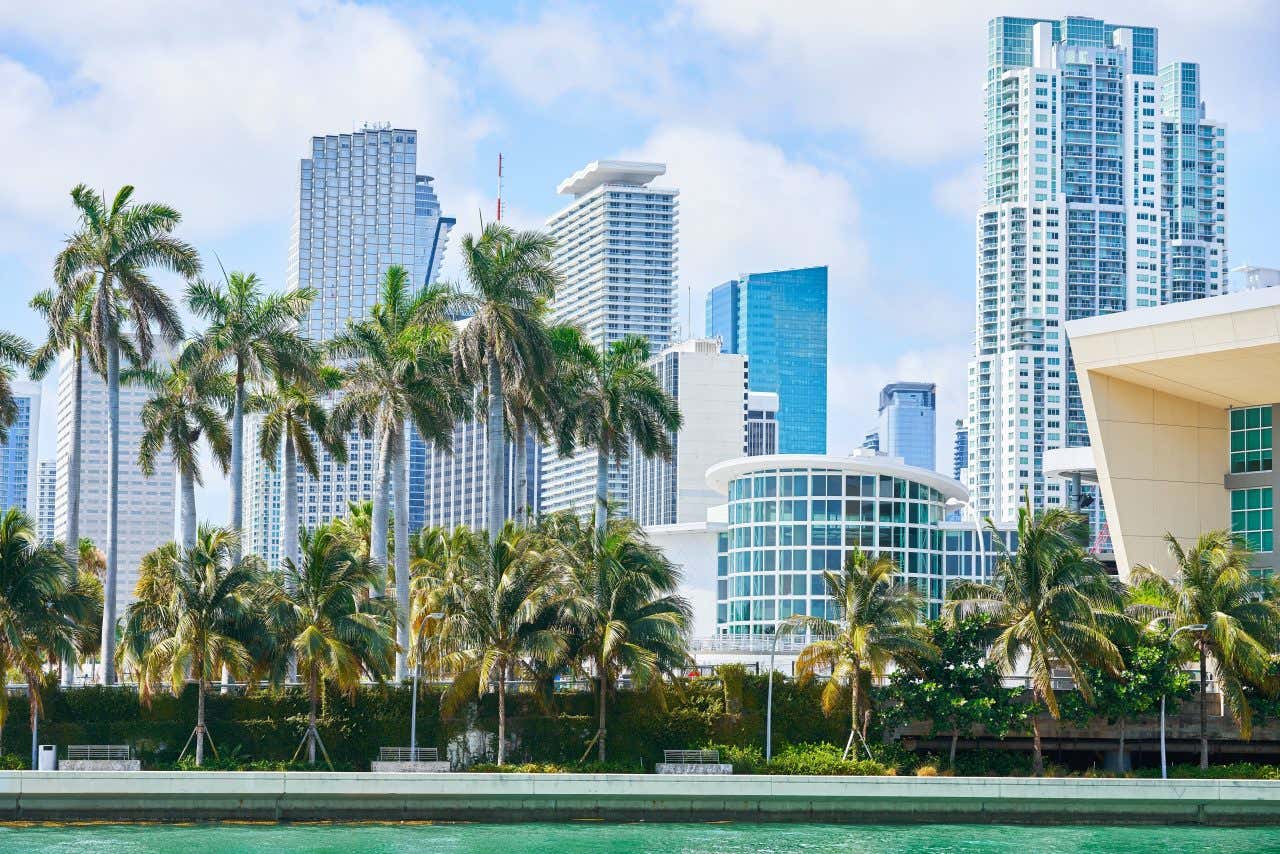 Palmiers et gratte-ciels à Miami, la ville par excellence à ne pas manquer si vous souhaitez organiser un voyage aux États-Unis au soleil