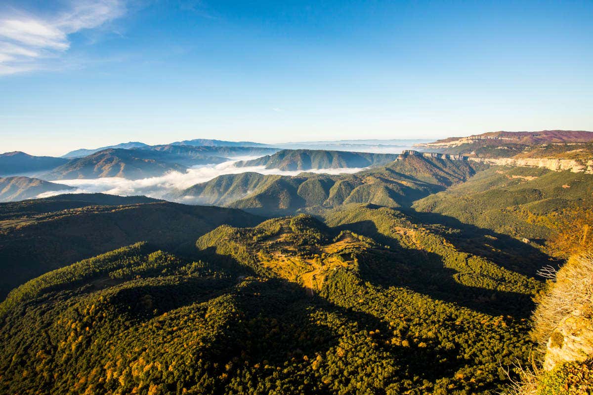 Panorámica de los volcanes y la vegetación de la Garrotxa