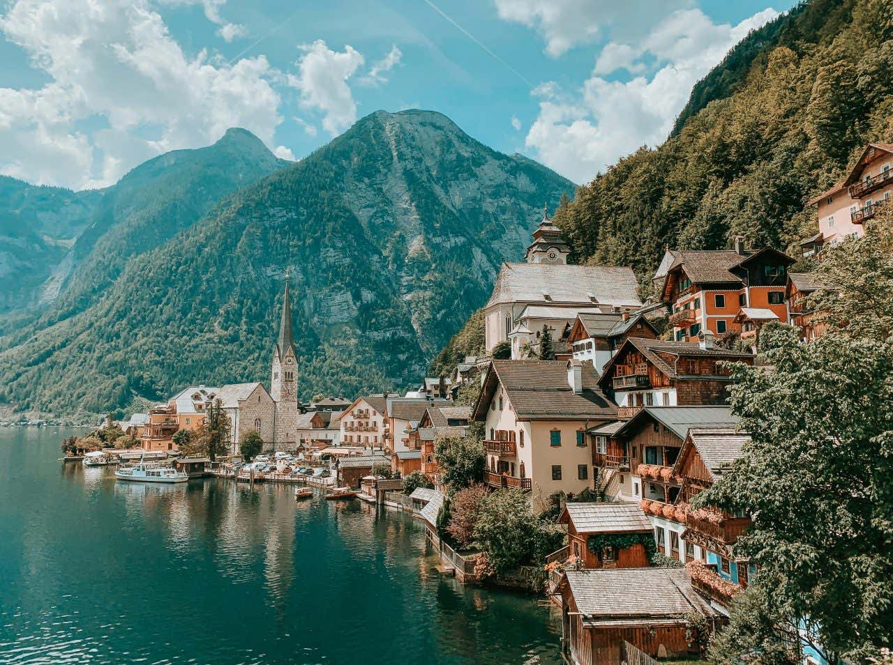 Scenic views of a small rustic village in the Austrian Alps