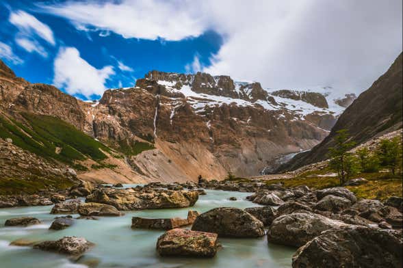 Trilha pelo glaciar Cagliero