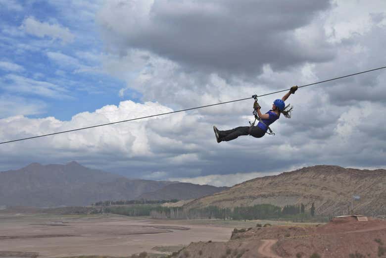 Ziplining over the Potrerillos Reservoir