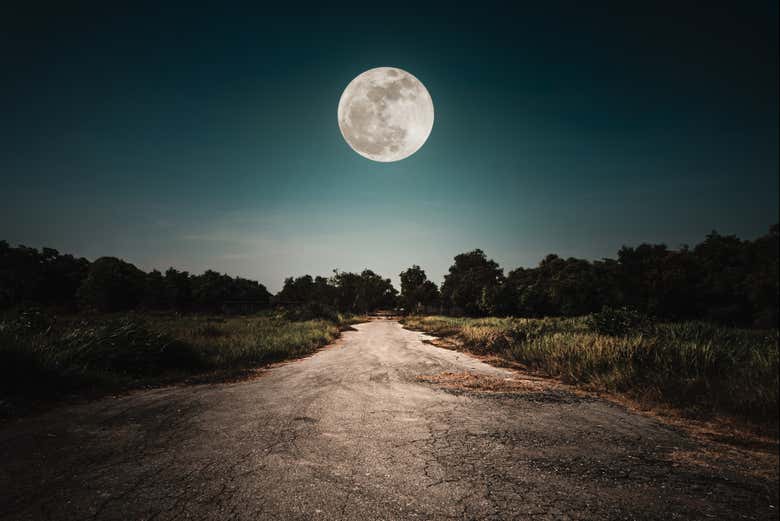 A luz da lua cheia nos guiará pelas trilhas