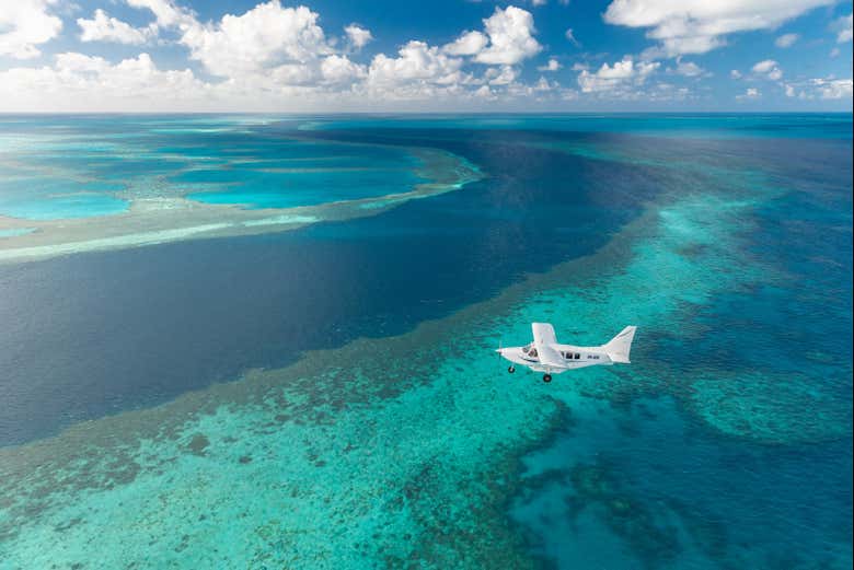 Enjoying the plane ride over the Whitsunday Islands