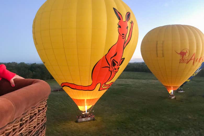 Enjoying the hot air balloon ride in Port Douglas