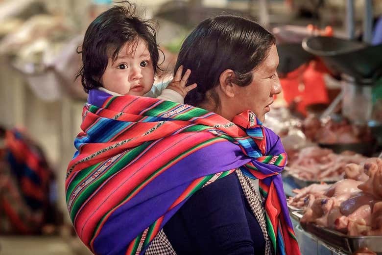 Woman wearing traditional dress in Yamparáez