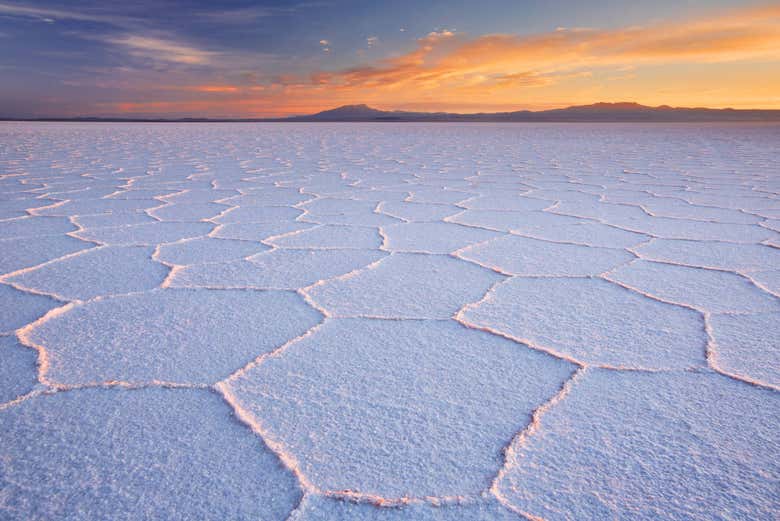 Salar de Uyuni at sunset