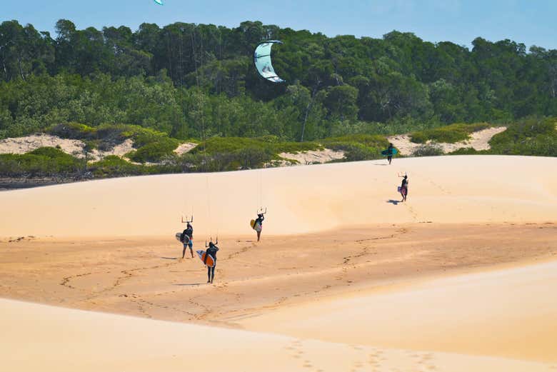 Listos para comenzar el kitesurf