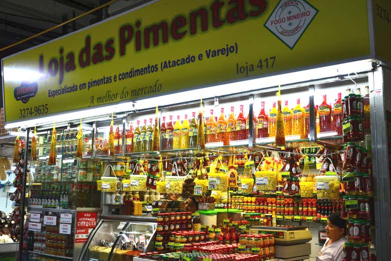 A loja das pimentas no Mercado Central