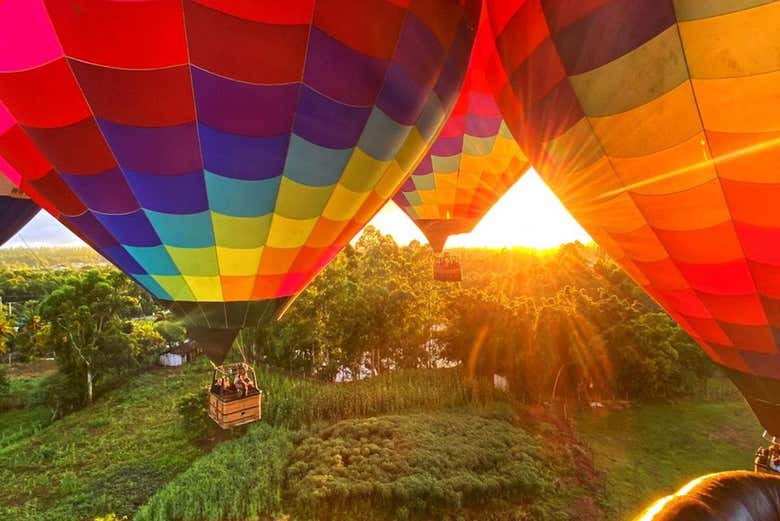 Hot air balloons at sunrise