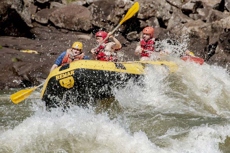 Enjoying the rafting adventure