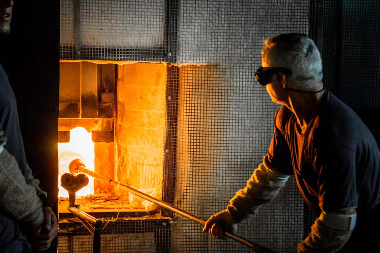 Colocando cristal no forno