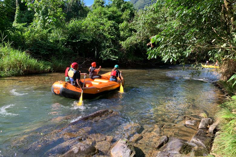 Enjoying the rafting activity