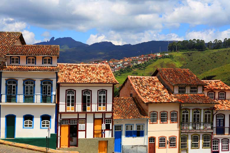 Admiring the facades of Ouro Preto's colonial houses