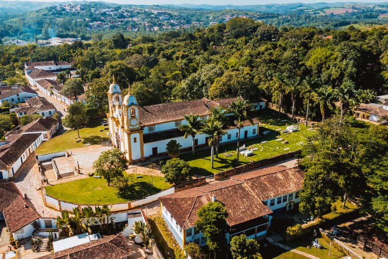 Vista aerea della chiesa di San Antonio a Tiradentes