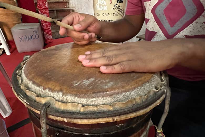 Pendant le cours de percussions