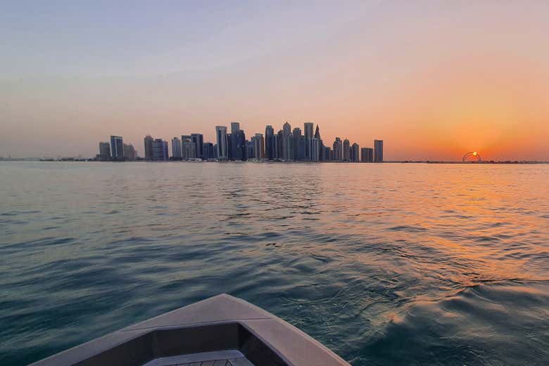 Get incredible views of Doha at sunset from the boat