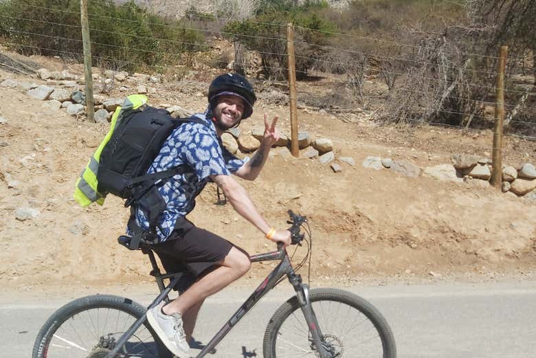 A cyclist in Elqui Valley