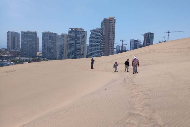 Hiking through Concón's sand dunes