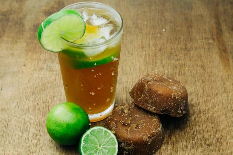 Traditional drink sweetened with panela