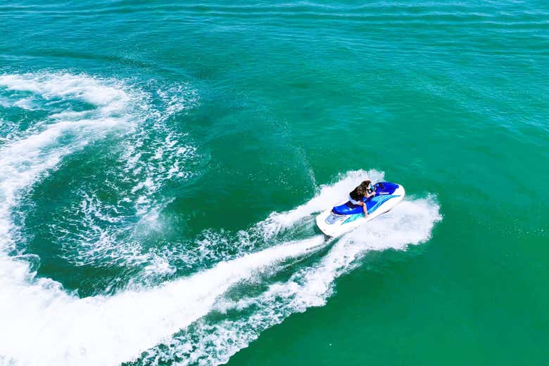 Cruising the waters of Cartagena on a jet ski