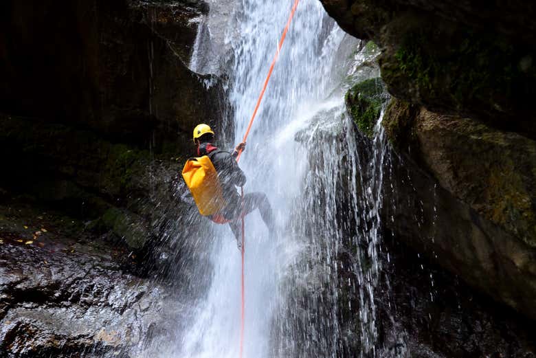 Abseiling down the Guatapé river waterfalls