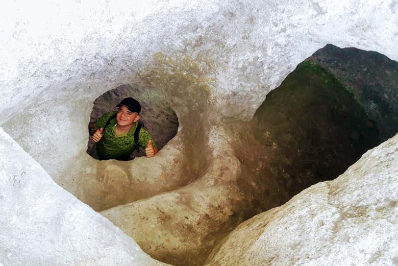 Exploring the underground burial chamber