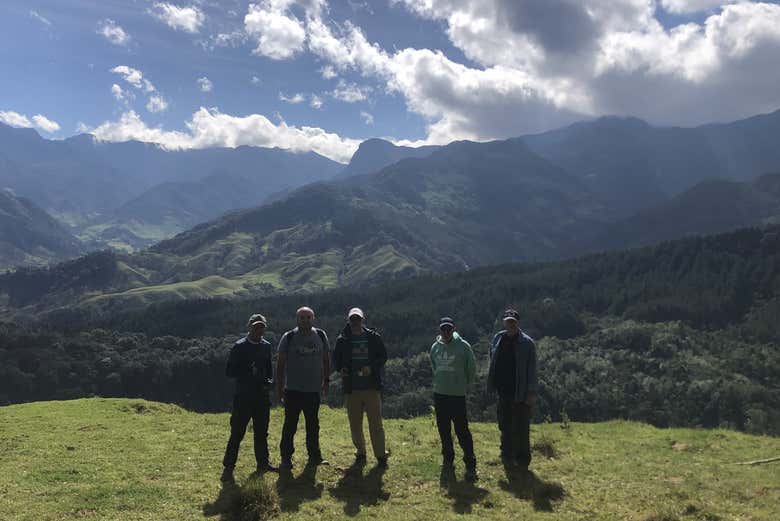 Amigos durante a excursão ao vulcão Machín