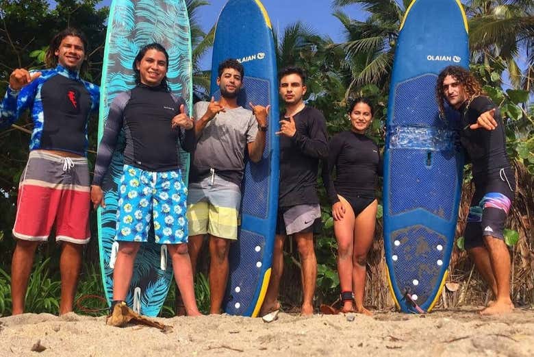 Preparados para el curso de surf en Palomino