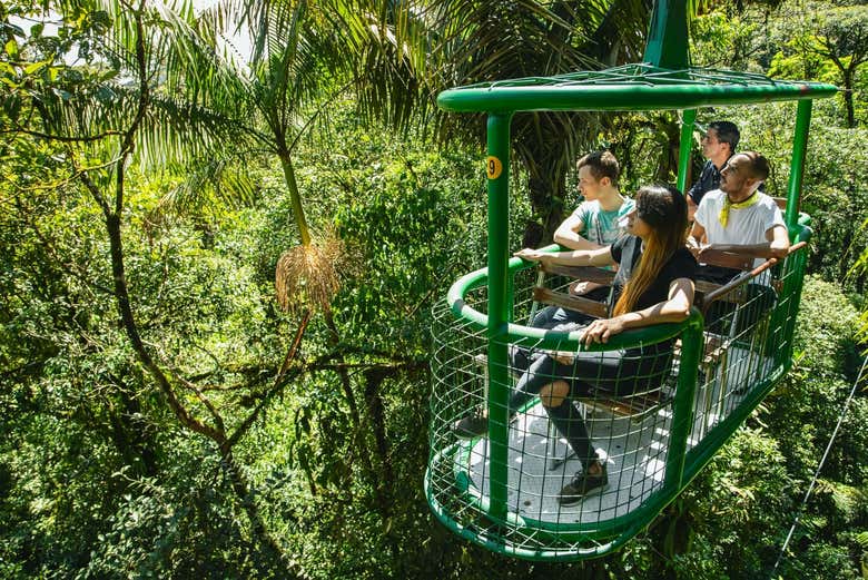 Contemplando la selva desde el teleférico del parque