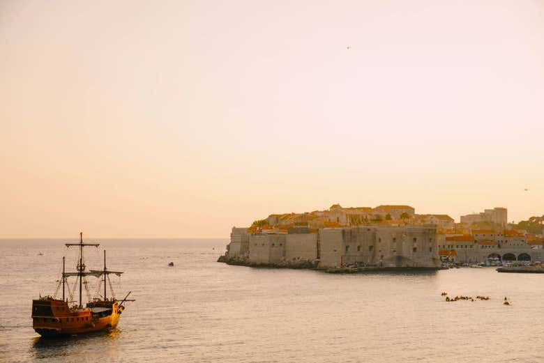 El atadecer en la costa de Dubrovnik