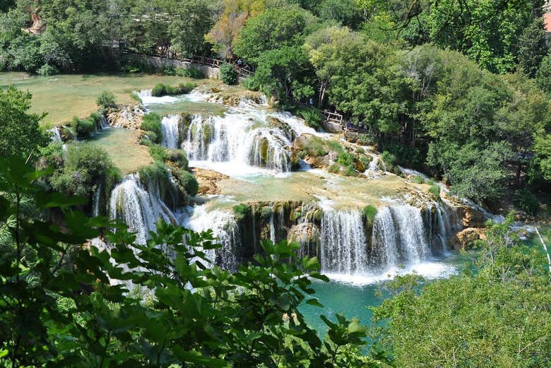 Vista de las cascadas de Krka