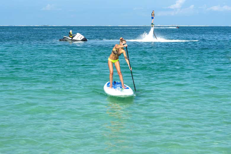 Stand up paddle surfing in Dubai