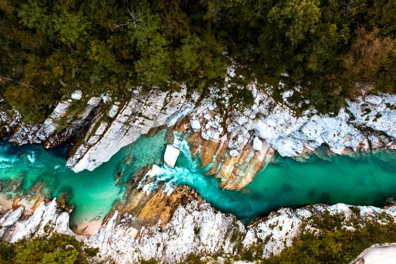 Vista aérea del río Soča