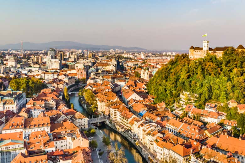 An aerial view of Ljubljana