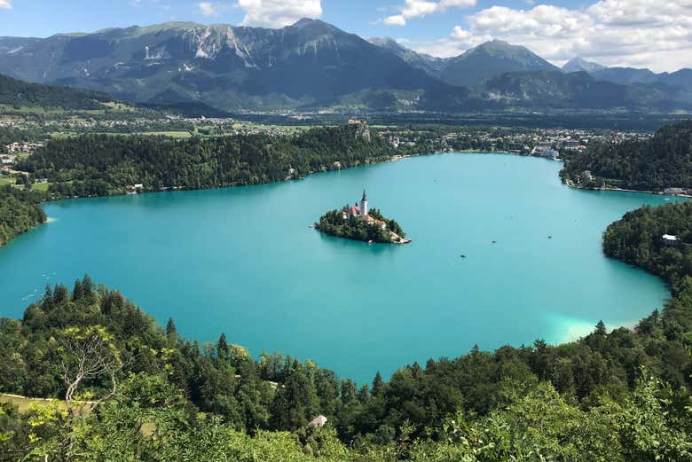 Aerial view of Lake Bled