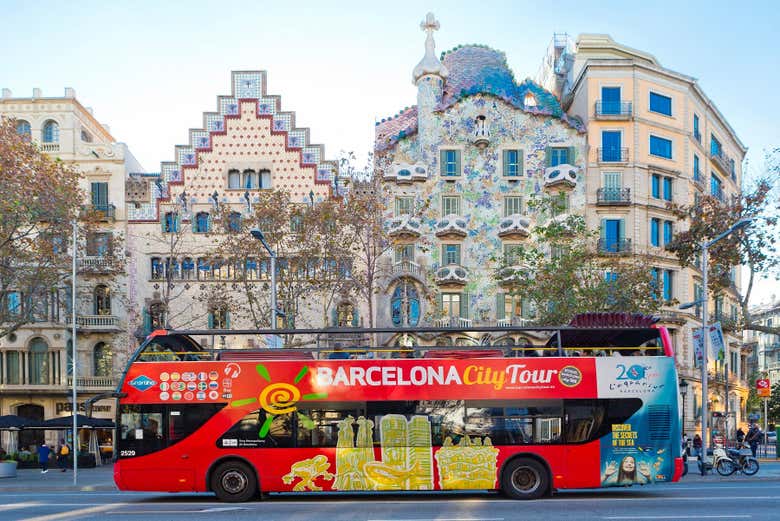 A rota do ônibus turístico por Barcelona